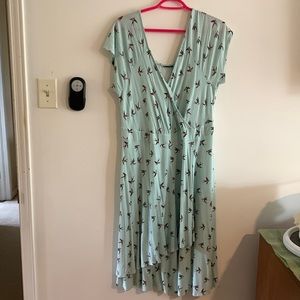 Torrid light blue dress with bird design